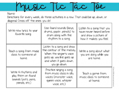 Music Tic Tac Toe Choice Board